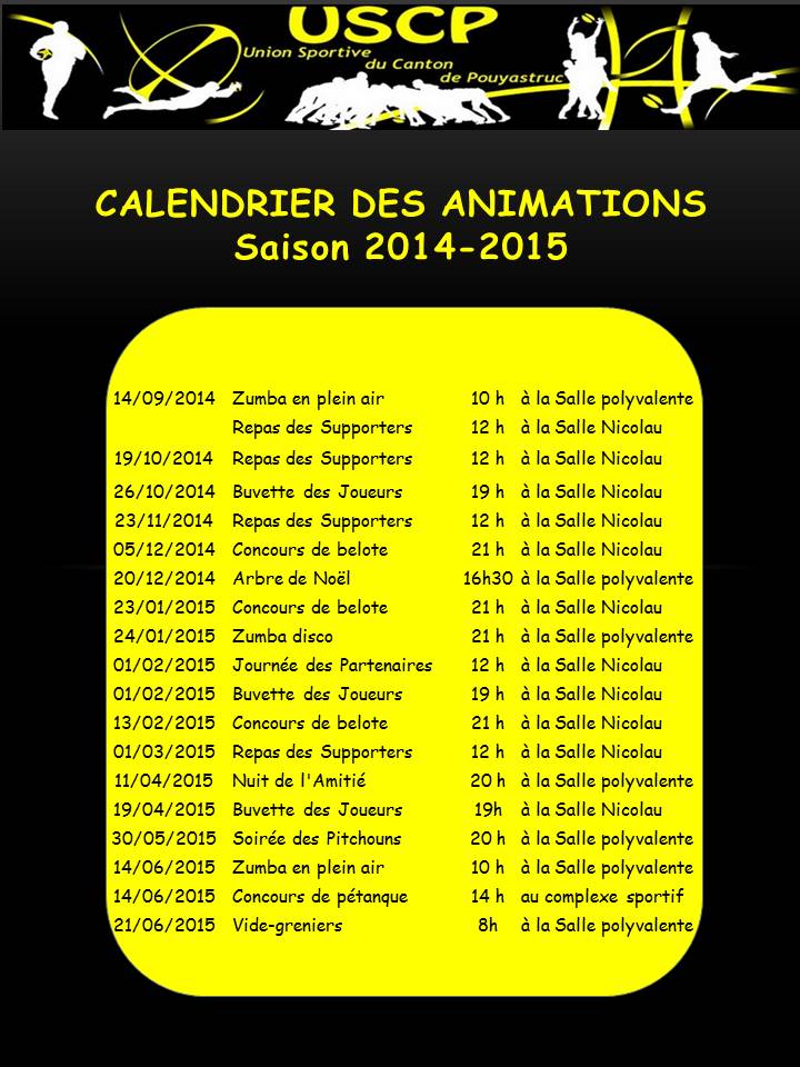 Calendrier des animations